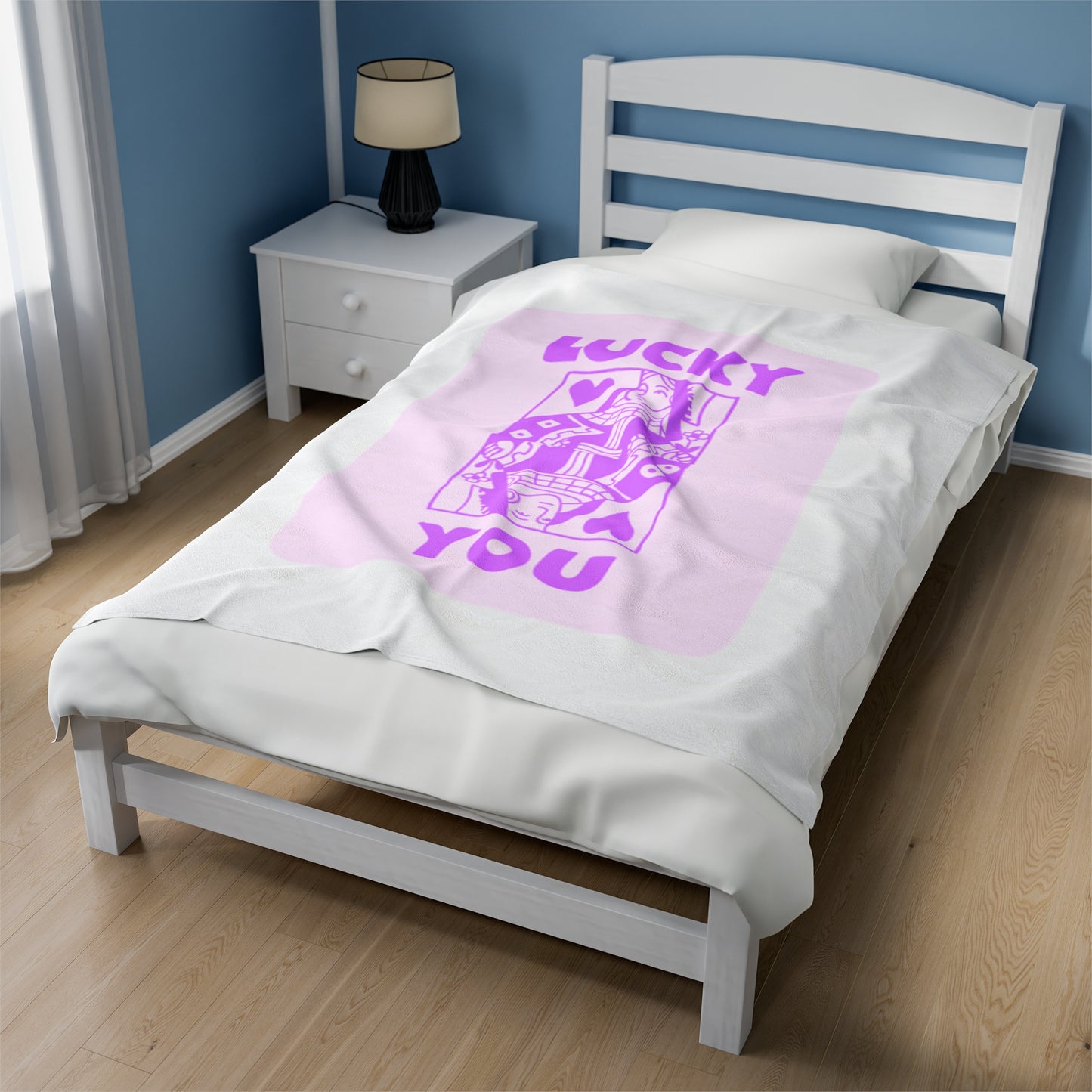 Lucky You purple Velveteen Plush Blanket