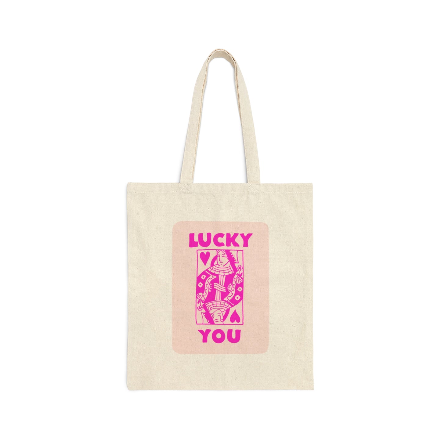 Lucky You pink Cotton Canvas Tote Bag