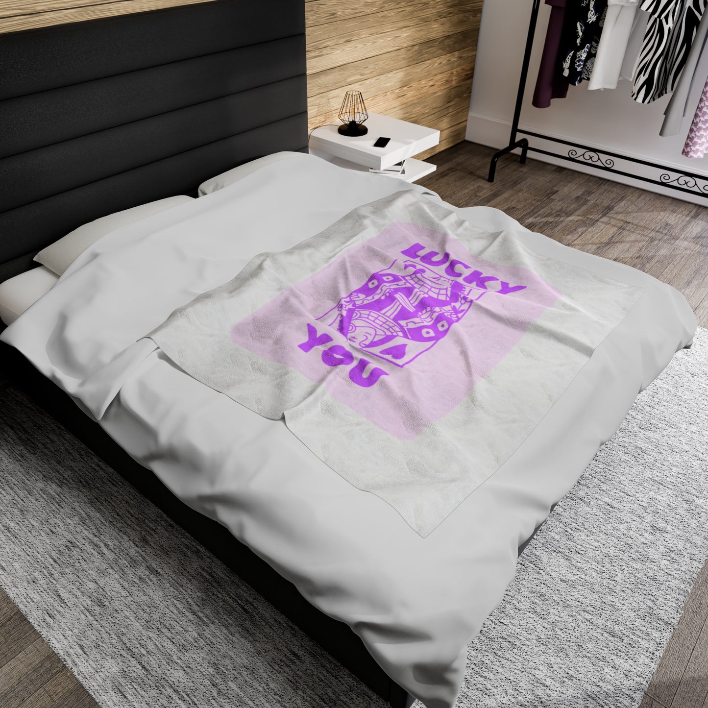 Lucky You purple Velveteen Plush Blanket