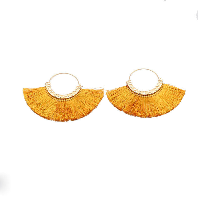 Creative Semicircle C-Shaped Earrings Tassel Earrings