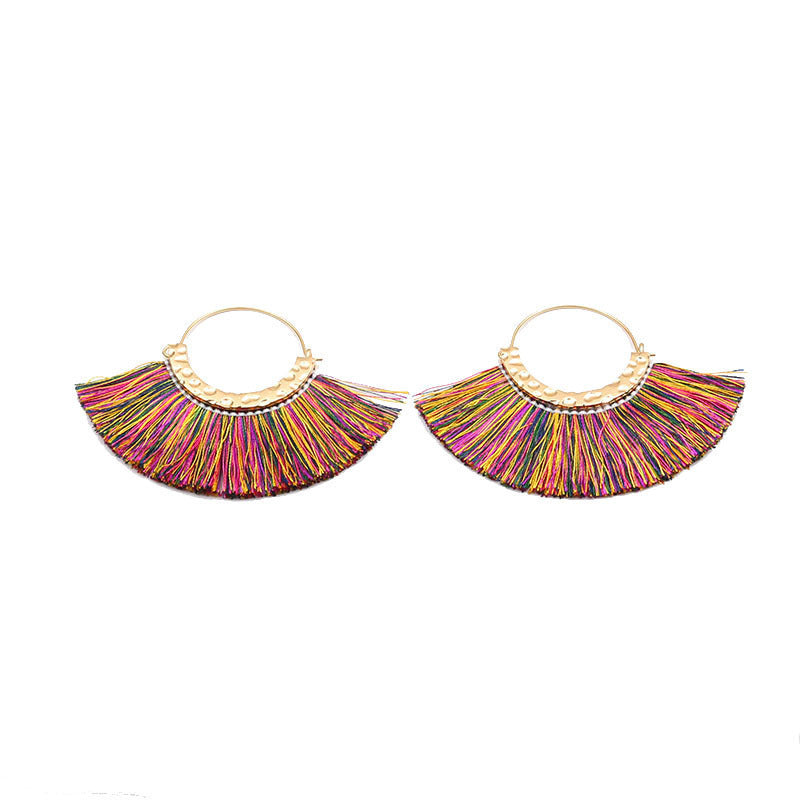 Creative Semicircle C-Shaped Earrings Tassel Earrings