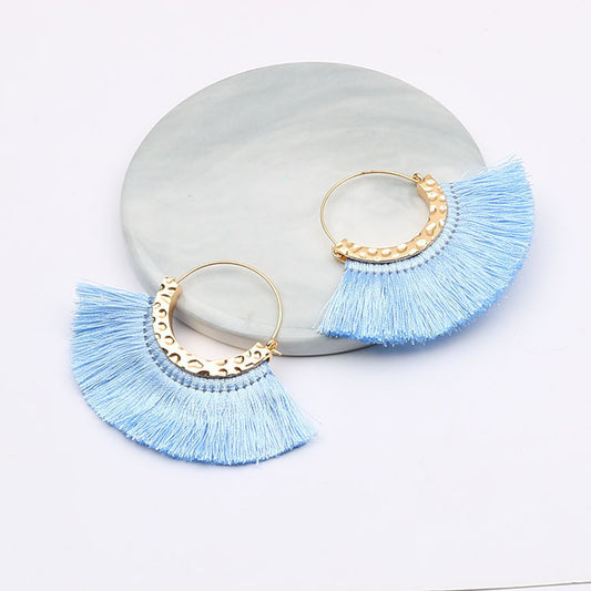 Creative Semicircle C-Shaped Earrings Tassel Earrings