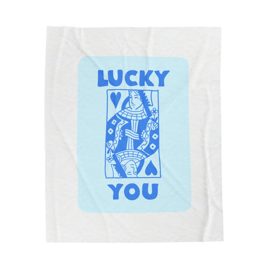 Lucky You blue Velveteen Plush Blanket