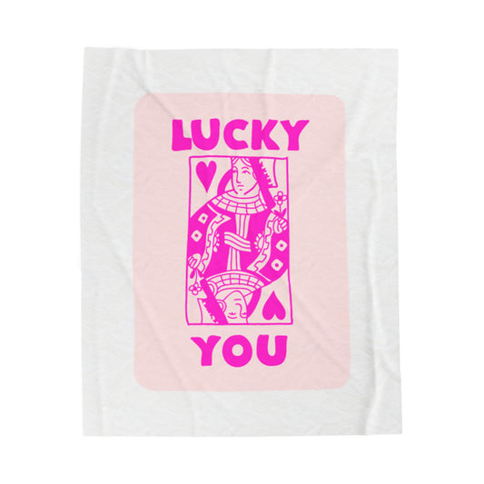 Lucky You pink Velveteen Plush Blanket