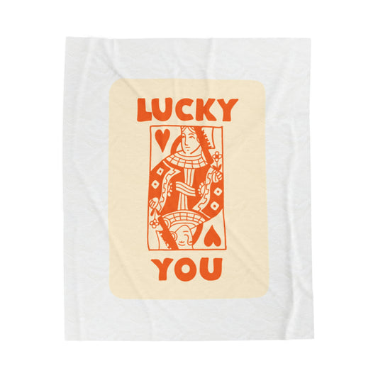 Lucky You orange Velveteen Plush Blanket