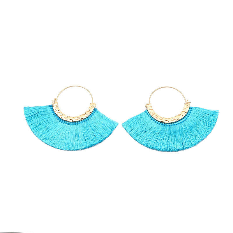 Creative Semicircle C-Shaped Earrings Tassel Earrings