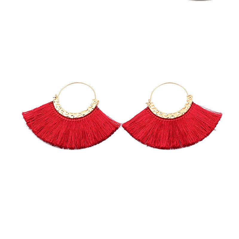 Creative Semicircle C-Shaped Earrings Tassel Earrings