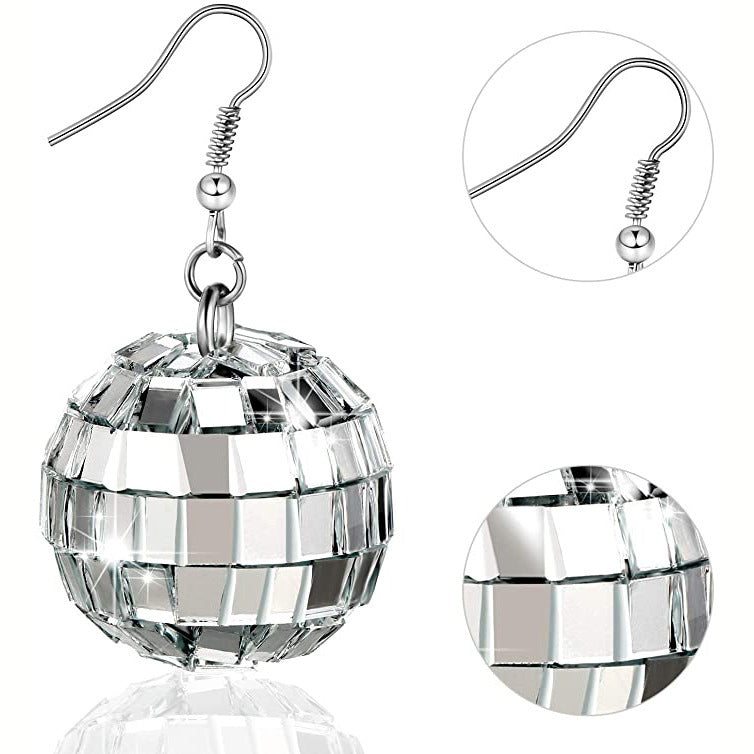 Vintage Disco Earrings 24mm Silver