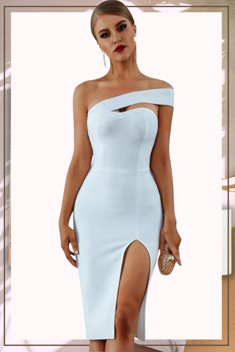 Entering A New Era High Slit Off Shoulder Bodycon