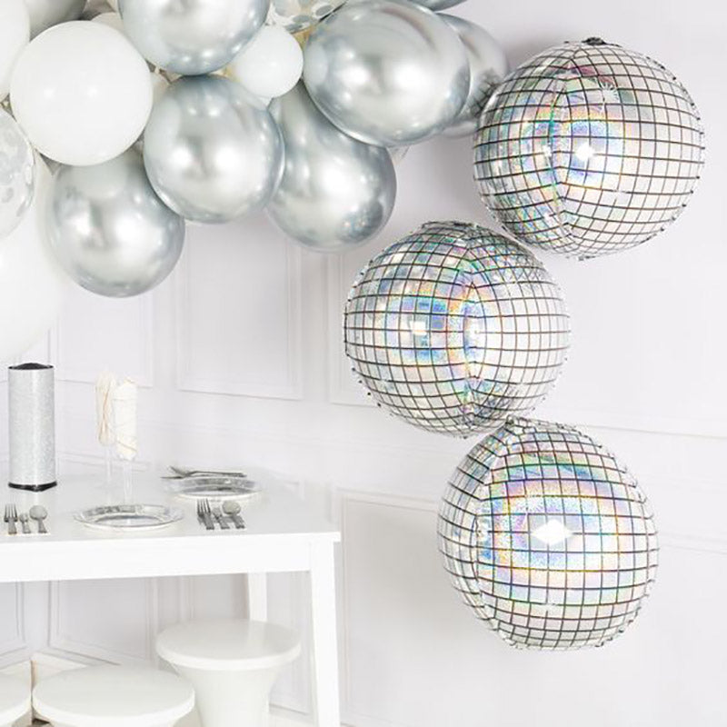 Silver Laser Disco Metal Foil Balloon Party Decoration