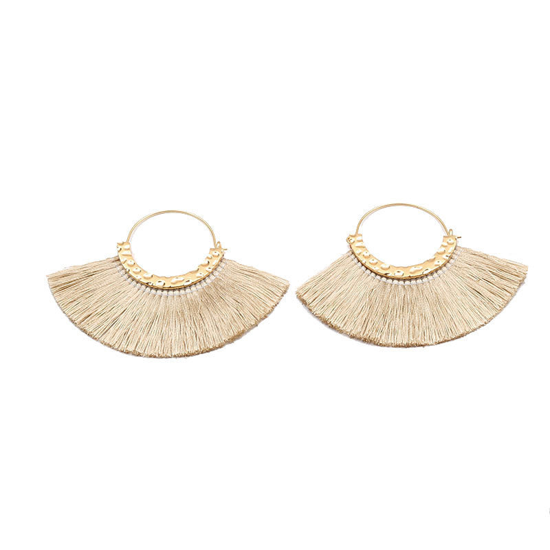Creative Semicircle C-Shaped Earrings Tassel Earrings