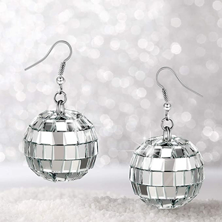 Vintage Disco Earrings 24mm Silver