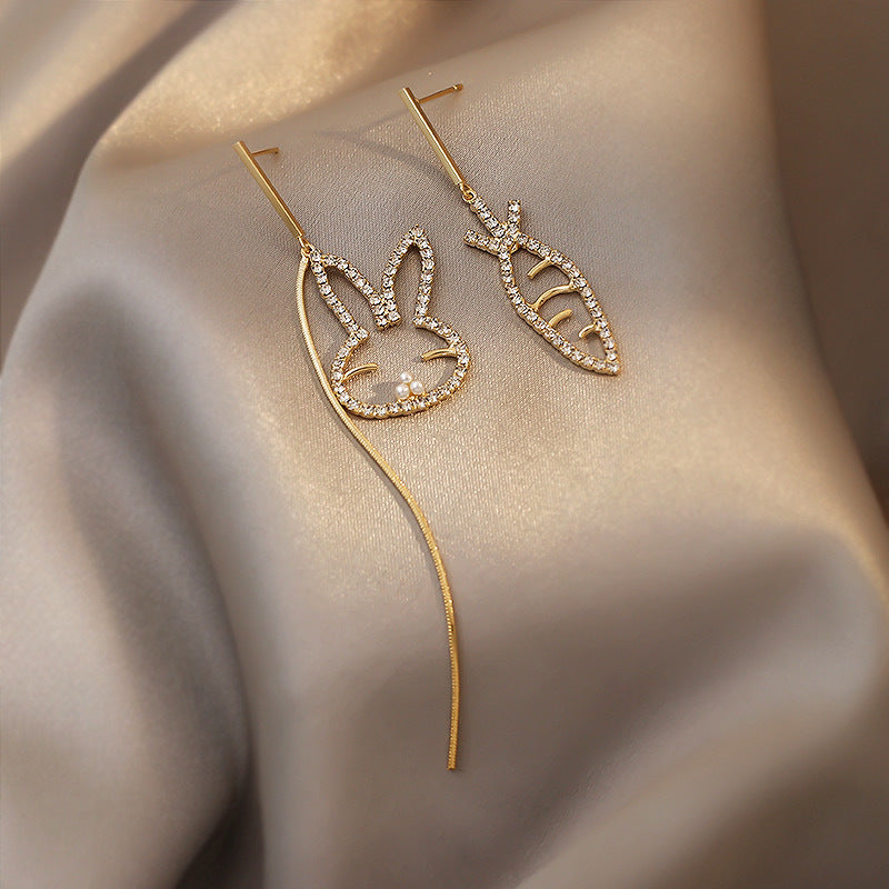 Asymmetrical Stud Earrings Golden Rabbit Carrot Earrings