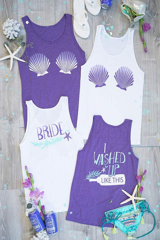 I Washed Up Like This Mermaid | Shell Yeah Beaches! Tank Tops